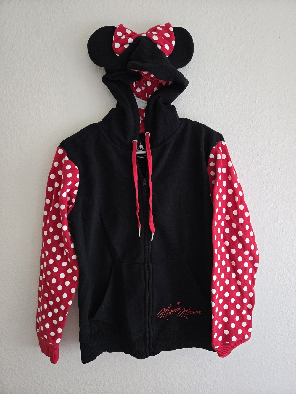 Disney Minnie Mouse Zip-Up Hoodie - Black & Red Polka Dot